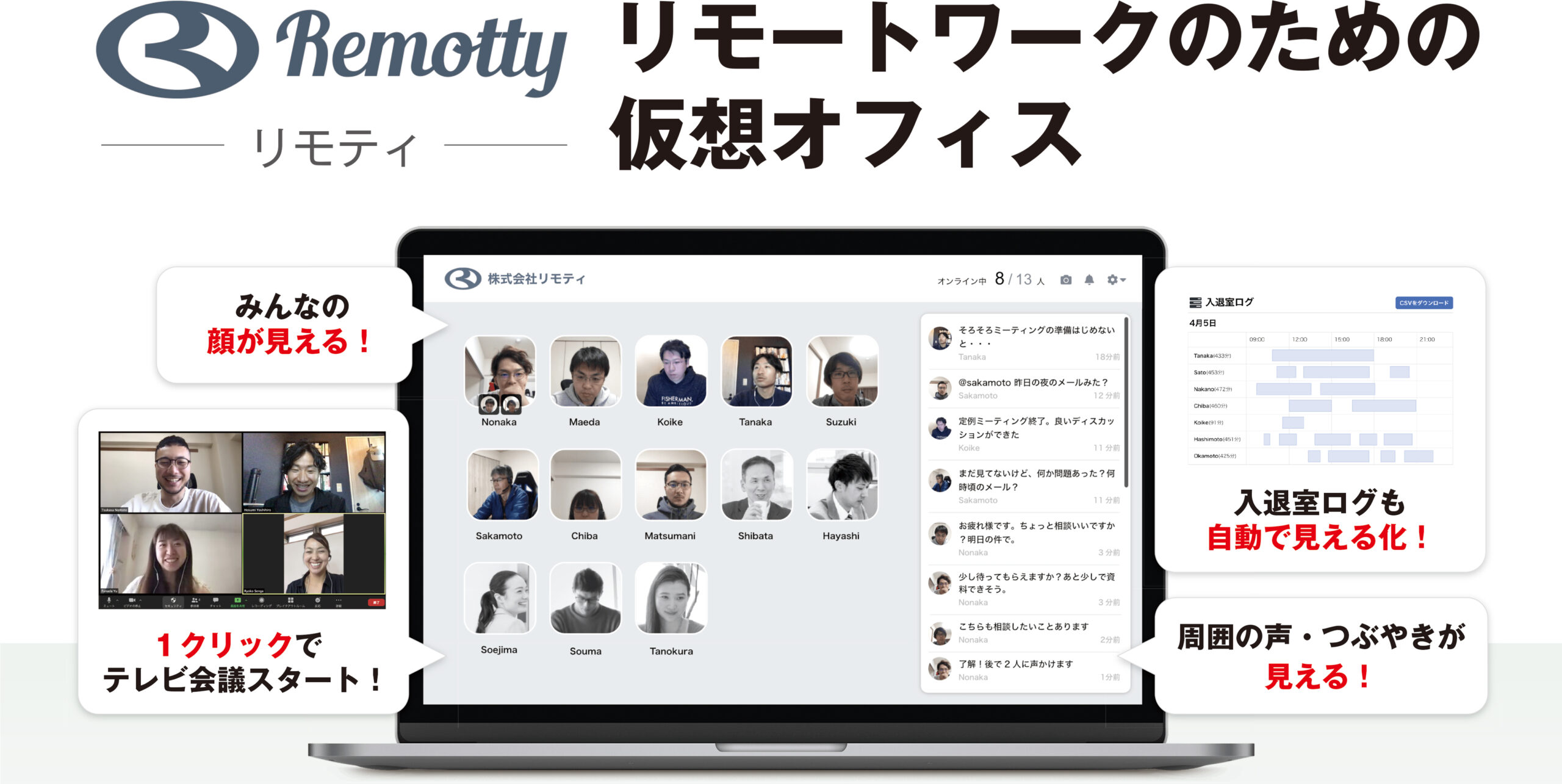 Remottyは仮想オフィス